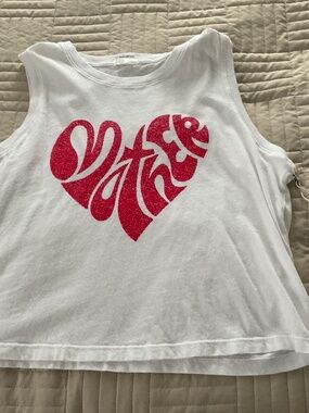 Mother brand white heart tank top size L